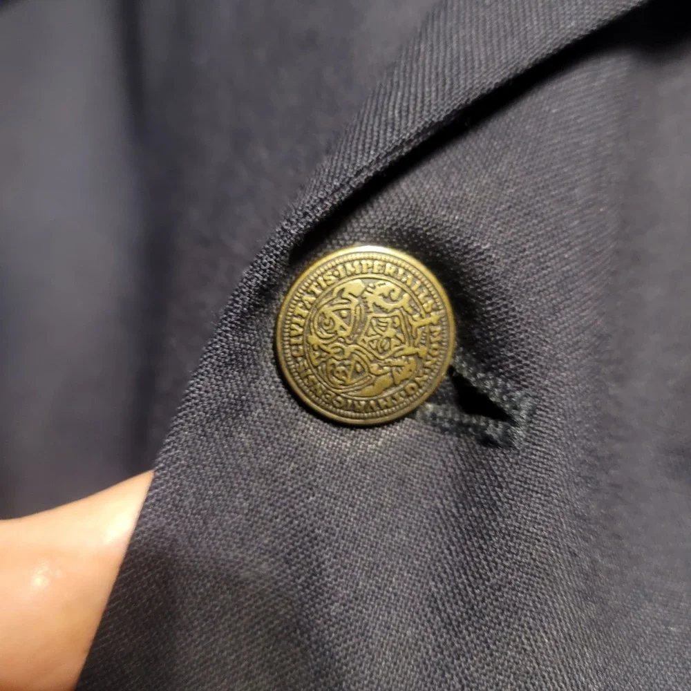 Oscar de la Renta Mens Navy Blue 100% Wool Blazer Sport‎ Coat Brass Buttons 44R